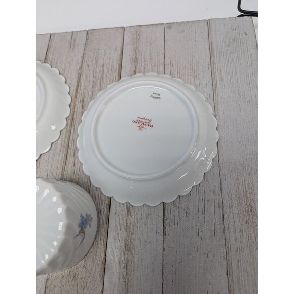 Haviland Limoges Bergere Set 2 Tea Cup and Saucer Vintage Blue Flowers France - Picture 12 of 13